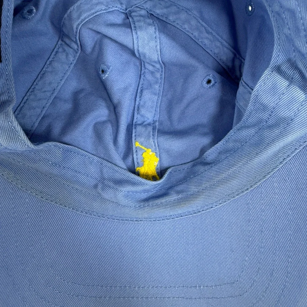 Polo Ralph Lauren Baseball Cap Blue Yellow Pony Logo Adjustable Cotton Hat Strap